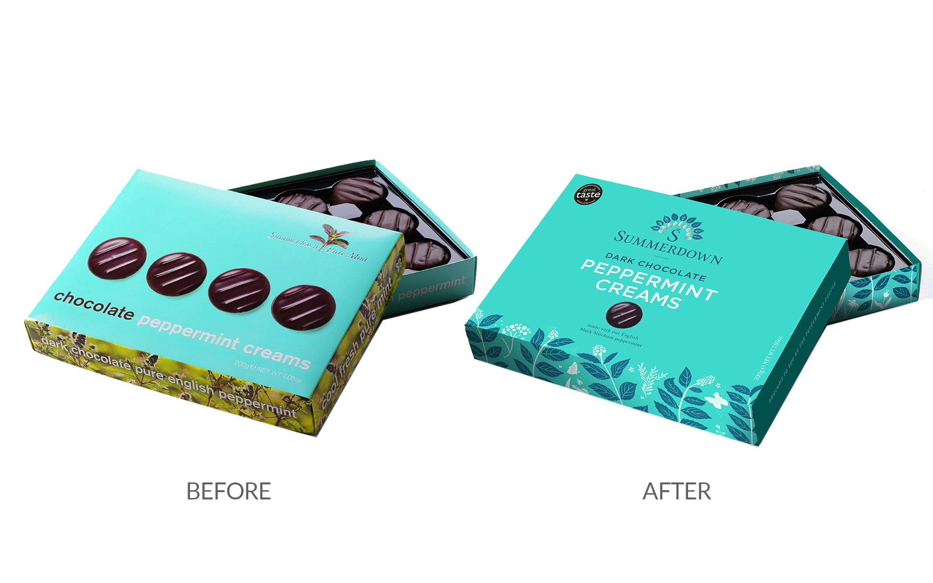 redesign of Summerdown chocolate and tea